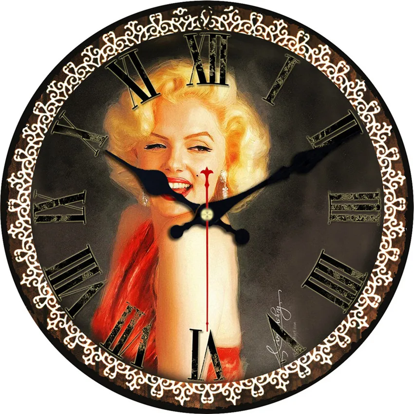 Настенные часы Marilyn Monroe, женские дизайнерские модные бесшумные настенные часы для гостиной, украшение для дома, настенные часы, классный Рождественский подарок
