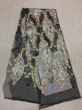 

embroiderd lace fabric Jolin-10799 with sequins beautiful Nigerian sequins lace fabric for party dress