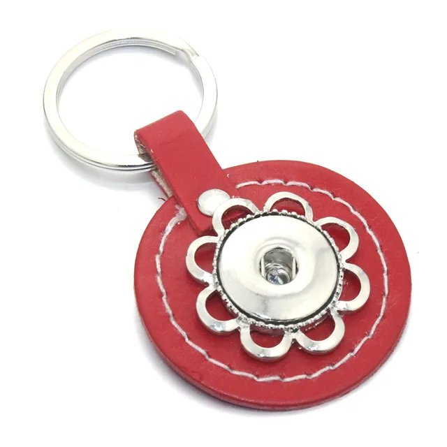Buy 2017 Genuine Leather 1 button 18mm snap button Keychain women's fashion DIY