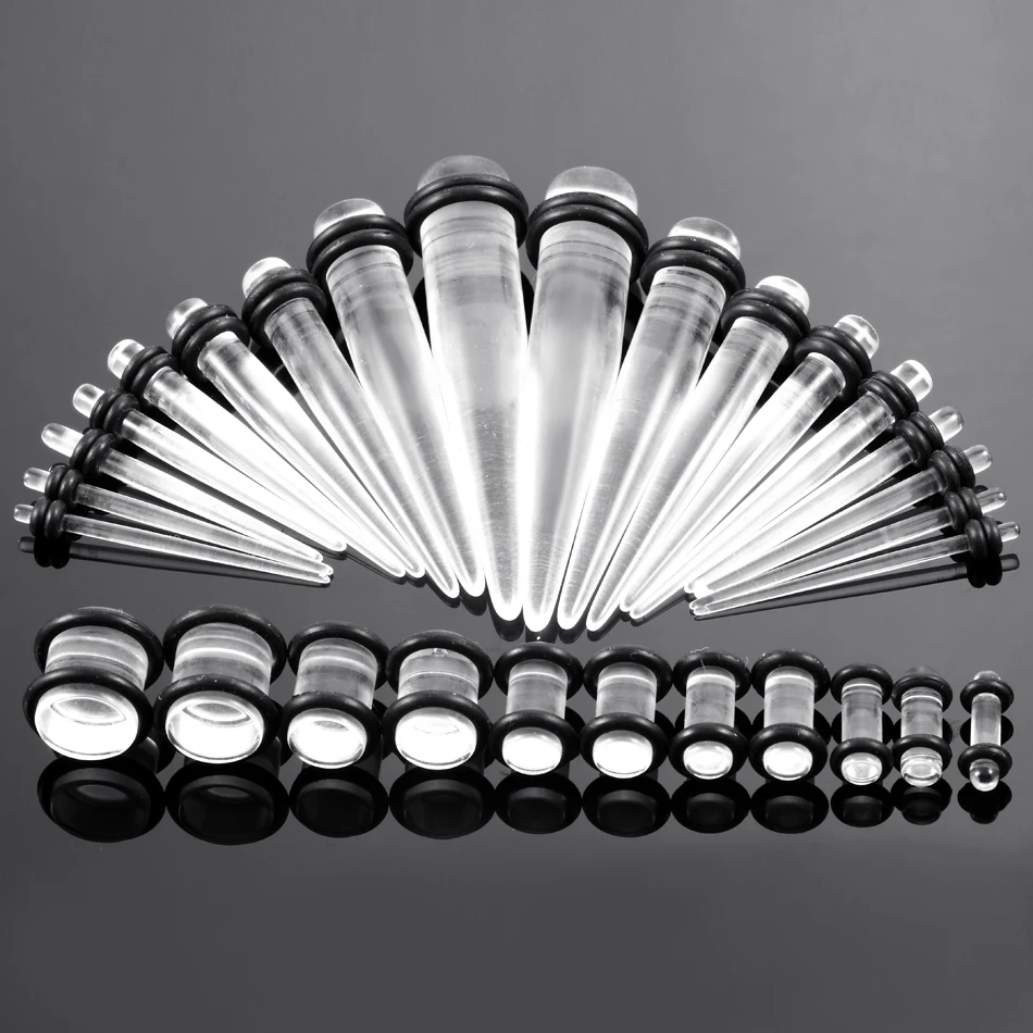 Acrylic Ear Gauge Taper and Plug Stretching Kits Mixed Color Ear Flesh Tunnel Expansion Body Piercing Jewelry 14G-00G 36pcs/lot piercing jewelry