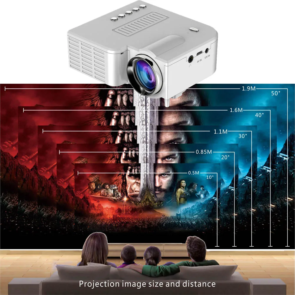  US Plug LED Projector Home Cinema Theater Portable UC28 PRO HDMI Mini VGA/USB/SD/AV/HDMI Digital LE
