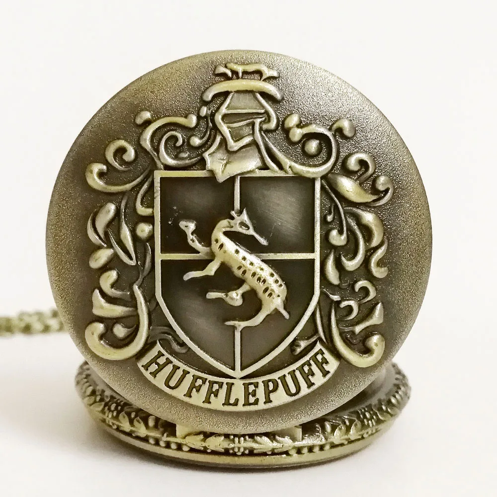 Hufflepuff Барсук Гарри Поттер Хогвартс школьный цветной циферблат кварцевые карманные часы аналоговый кулон ожерелье Мужские Женские часы цепочка