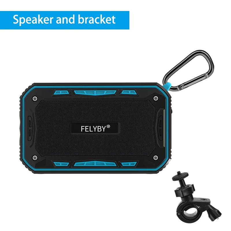 FELYBY Профессиональный S618 Мини Портативный Открытый беспроводной Bluetooth стерео динамик 3 цвета водонепроницаемый для спорта и телефона компьютера - Цвет: Blue add Bracket