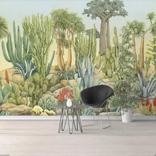 Papel pintado de planta de Cactus Vintage europeo Mural 3D murales de fotos para dormitorio TV Backsplash pared decoración de pared rollos de papel personalizado