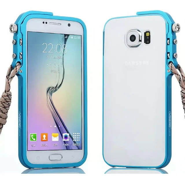 guerra Buena suerte longitud 2015 Space Aluminum Protective case for Samsung S6 , and Glass Screen Protector  for S6