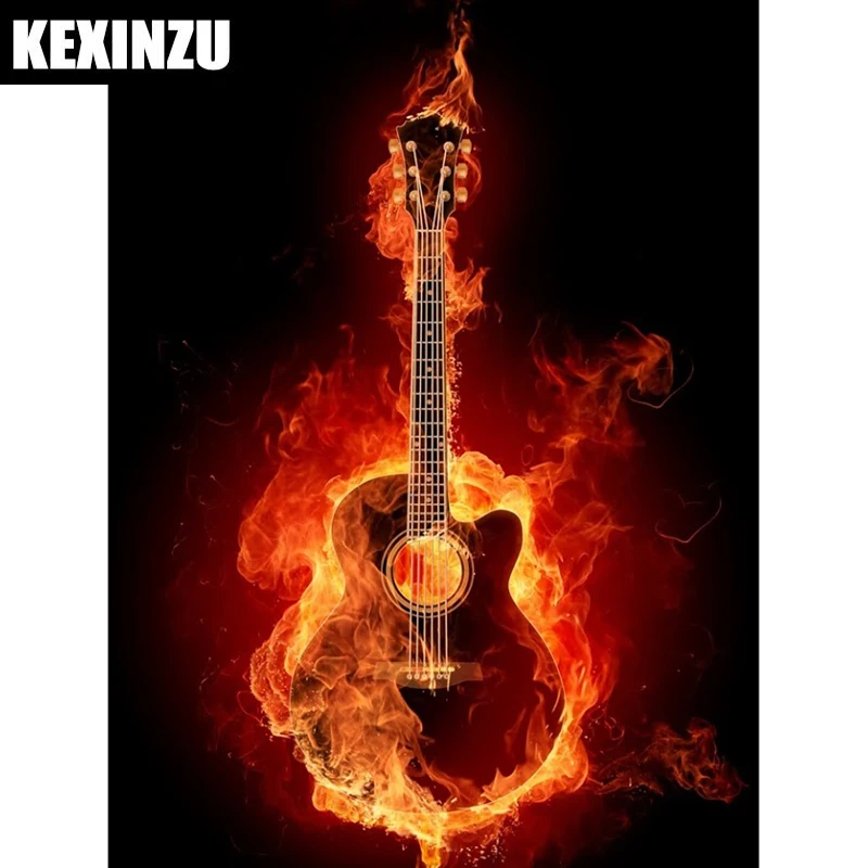 

Full Diamond Embroidery DIY Diamond Painting Fire Musical Instruments Diamond Painting Cross Stitch Rhinestone Decoration