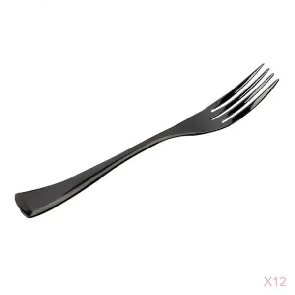 12 Pieces Matte Black Stainless Steel Cutlery Dining Table Dinner Steak Fork