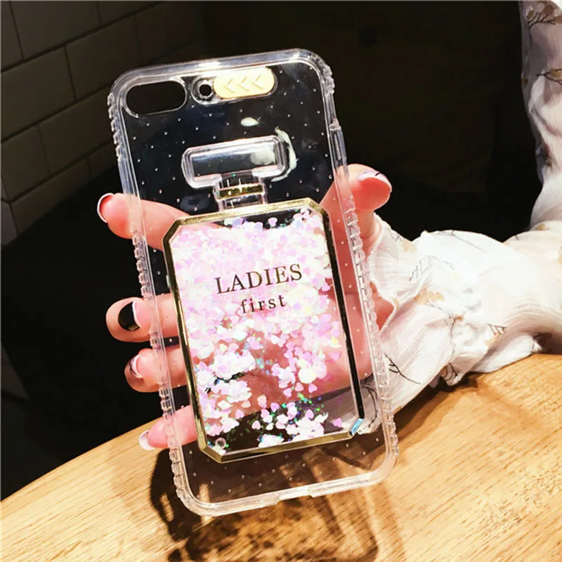 Hot Girl Pink Glitter Bling Perfume Bottle Dynamic Liquid Quicksand Phone Cases For iphone 8 7 plus 6S 6 X XS Max XR Cover Case iphone 7 case
