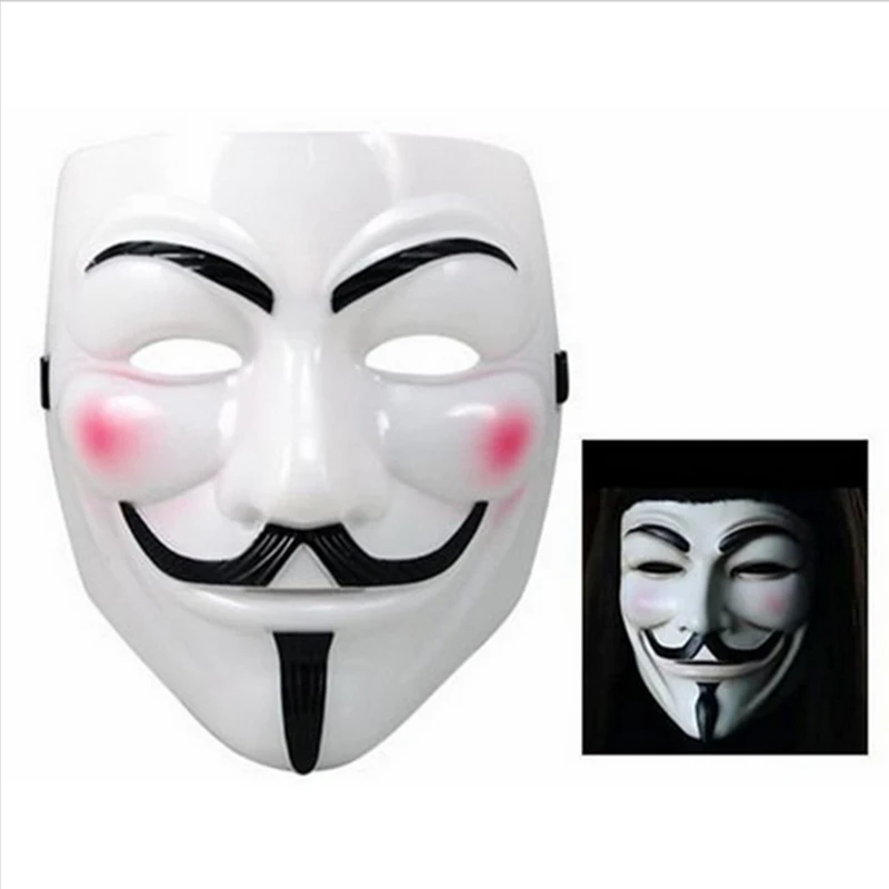 2 шт Горячая вечерние маски V для вендетты маска аноним Guy Fawkes маскарадный аксессуар для костюма для взрослых косплей маски для вечеринки - Цвет: white