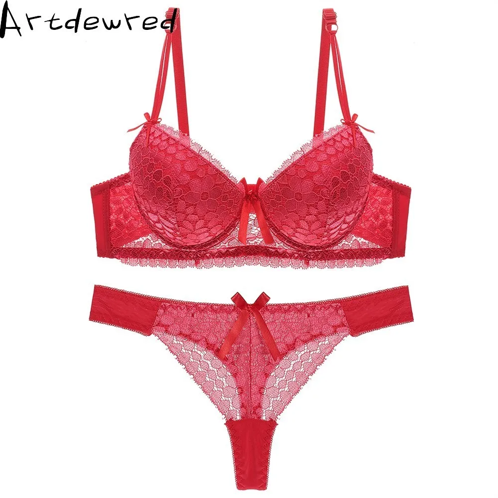  Luxurious Sexy Lace Bra Thong Set For Women Big Size Push Up Bra Sets Underwear Panty Set Comfortab