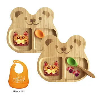 

Bamboo Fiber Cutlery Set Baby Bamboo Suction Bowl And Matching Spoon Set Feeding Bowl Suction Removable Spoon Kitchen Set