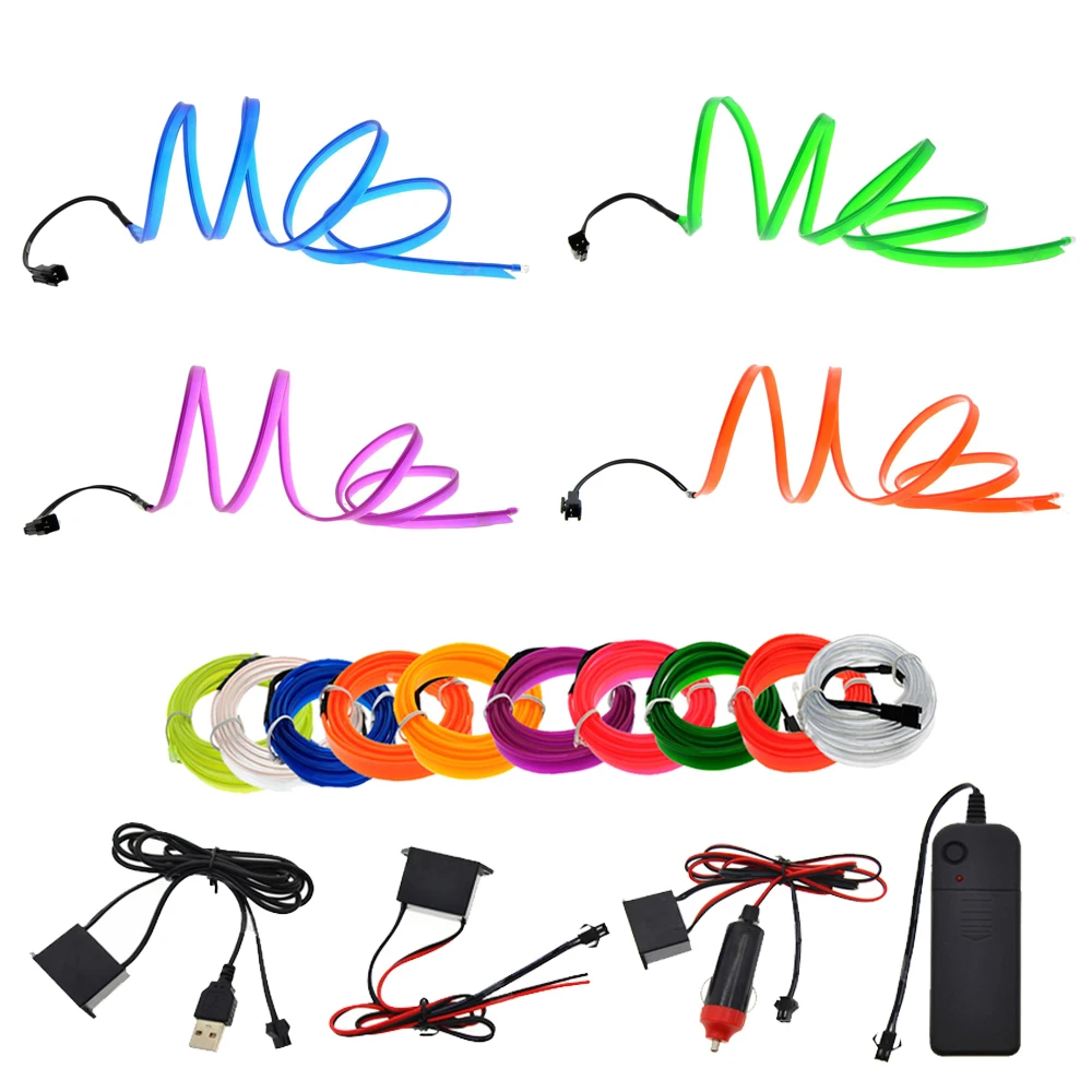 

3V/5V/12V Neon Light 6mm Sewing Edge EL Wire Led Dance Party Decor Car Lights Neon LED lamp Flexible 2.3MM Rope Tube LED Strip