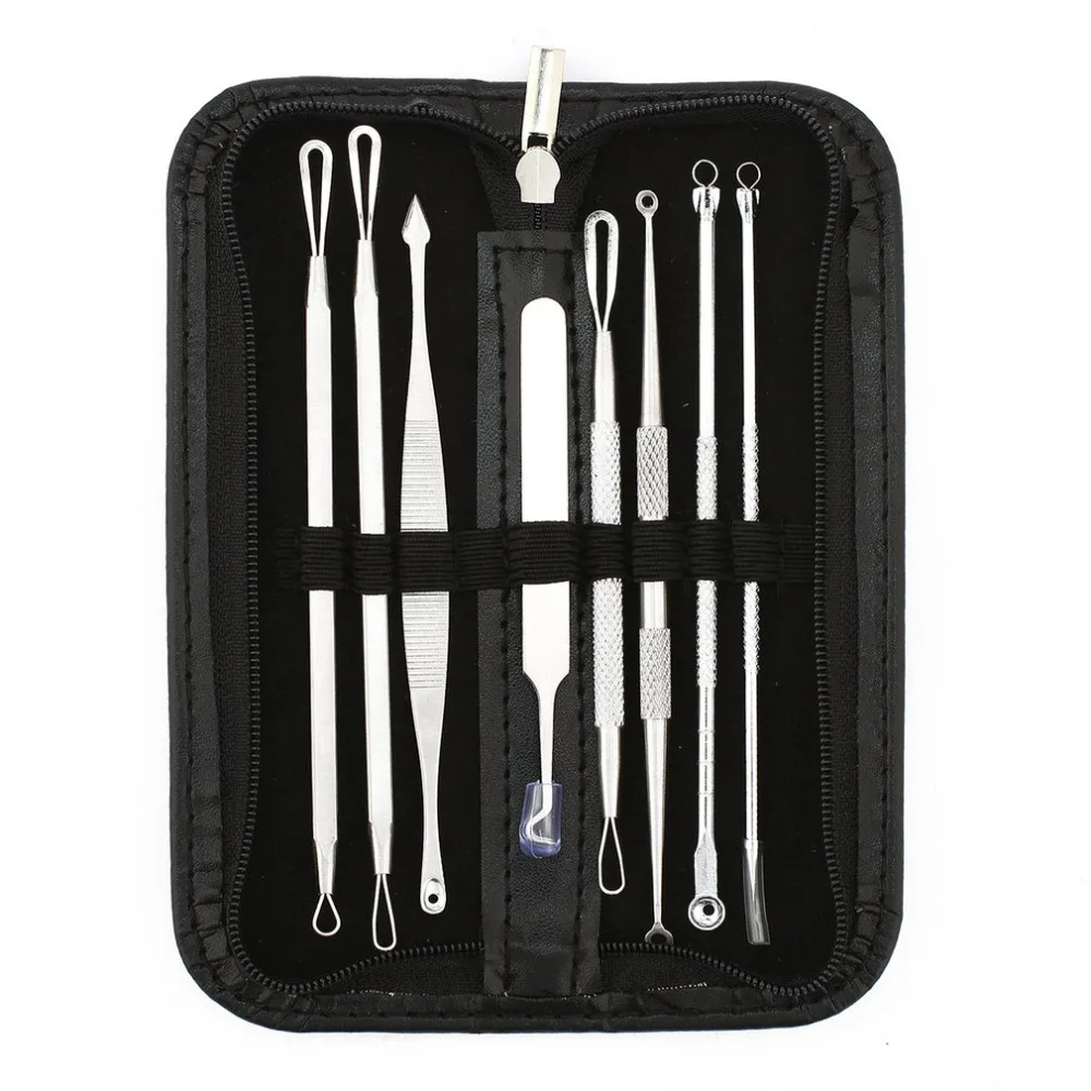 

8Pcs Facial Blackhead Acne Needles Tweezer Remover Set Stainless Steel Facial Pimple Removal Popper Tool Face Skin Care Kit