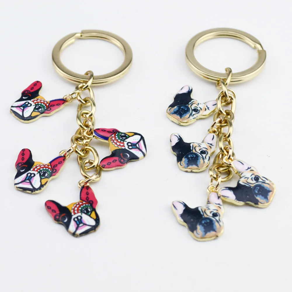 bulldog keychain cute key ring for women dog key chain key holder