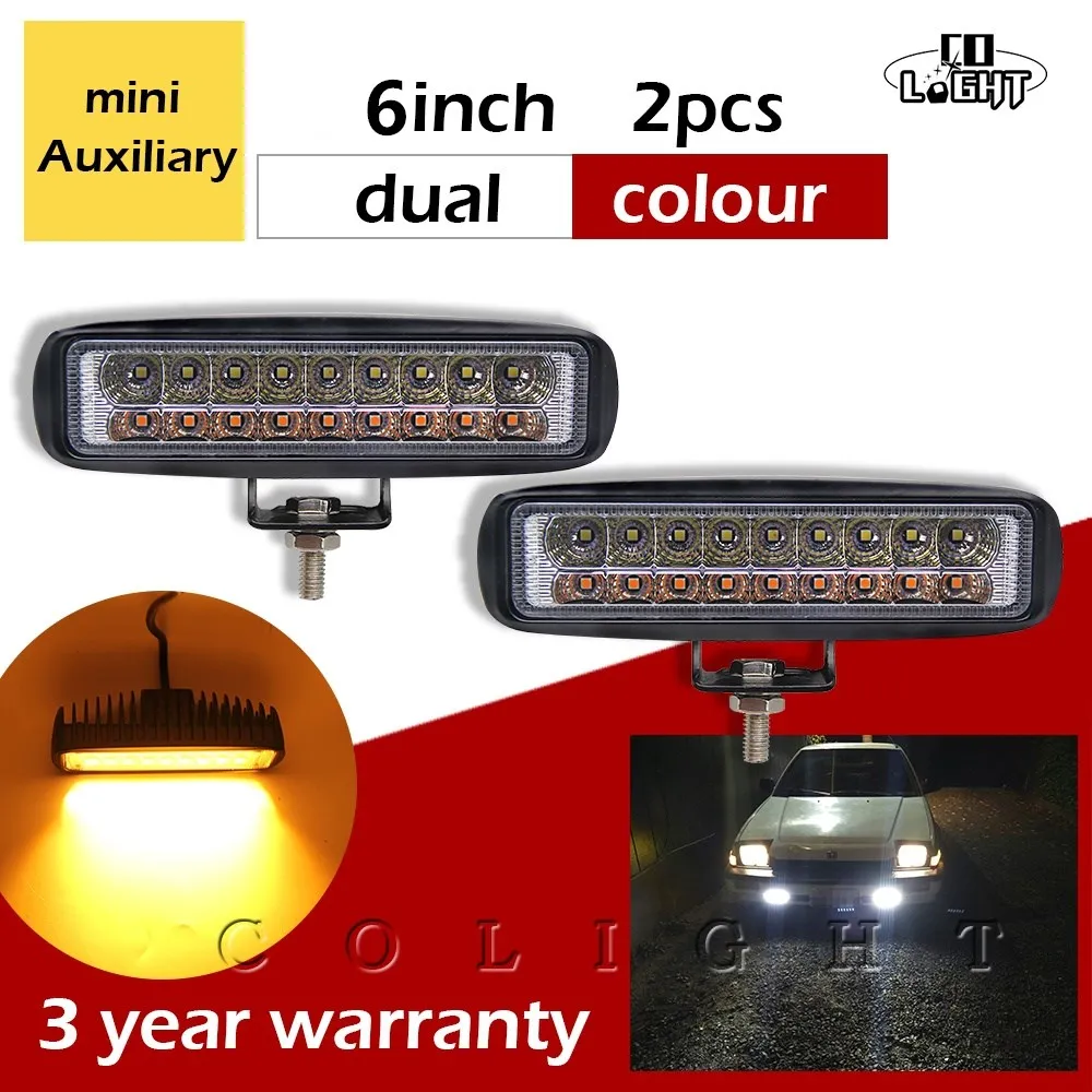 CO LIGHT 6" LED Light Bar 36W Combo White/Amber Work Light 12V 24V DRL