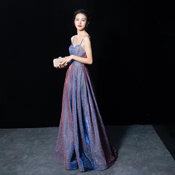 

Evening Dress 2020 Mrs Win The Party Sexy V-neck A-line Spaghetti Strap Bling Bling Formal Homcoming Evening Dresses F