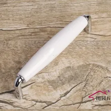 128mm kitchen cabinet handles white ceramic cupboard pull shiny silver drawer dresser wardrobe furniture handles pulls knobs 5″