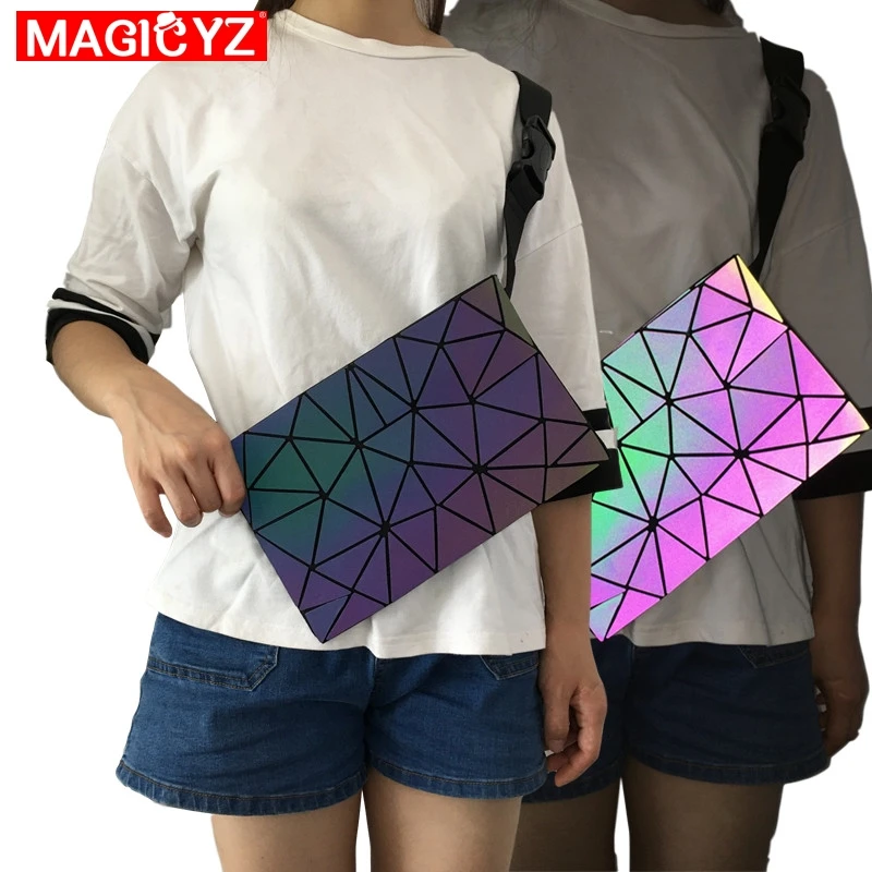 MAGICYZ Светящиеся женские поясные сумки голографические геометрические лазерная
