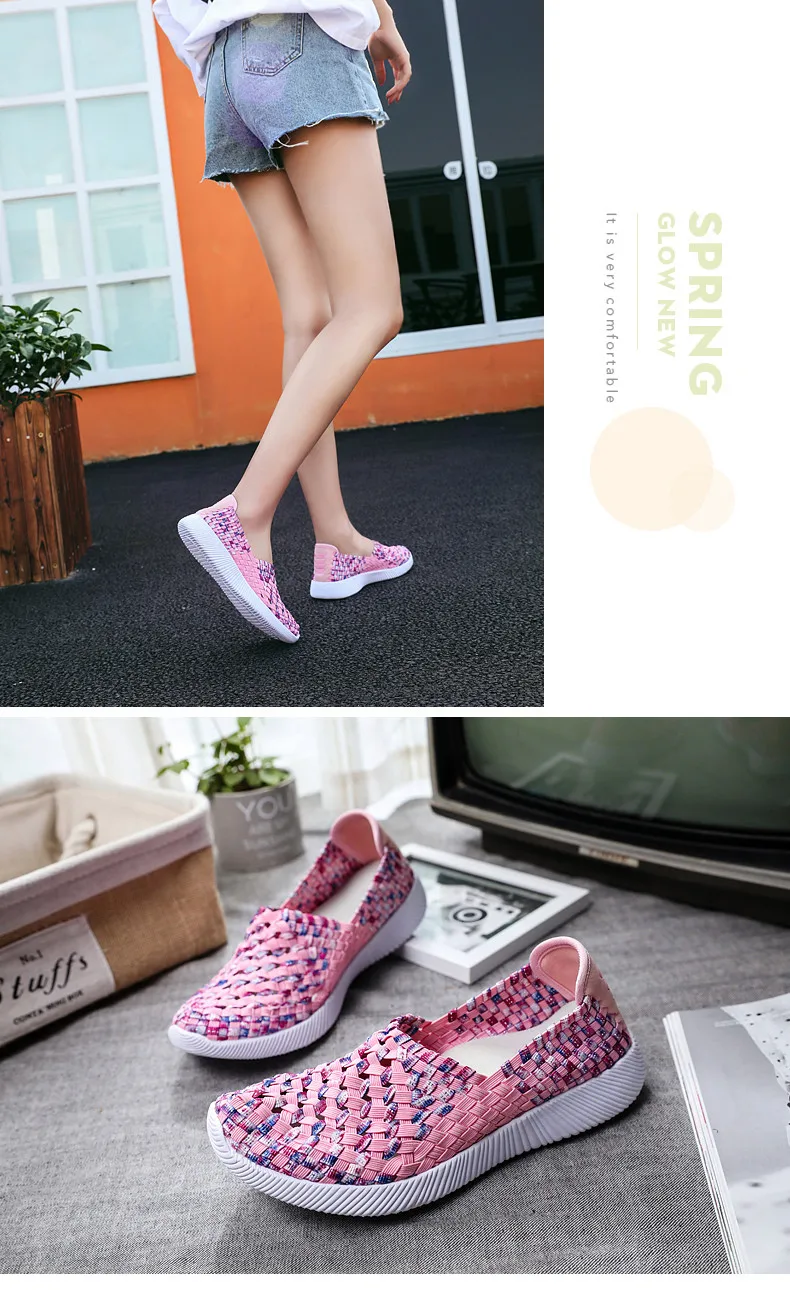 2019 spring women flat shoes light flat loafers shoes Breathable Driving Shoes walking woven shoes for ladies loafers (7)