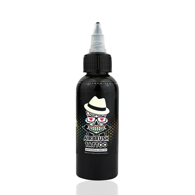 OPHIR 60 ML/Bottle Airbrush Ink Black/Red/Blue/Tattoo Color for Body Paint Temporary Tattoo Ink Pigment Body Art Color _TA099-1 BLACK