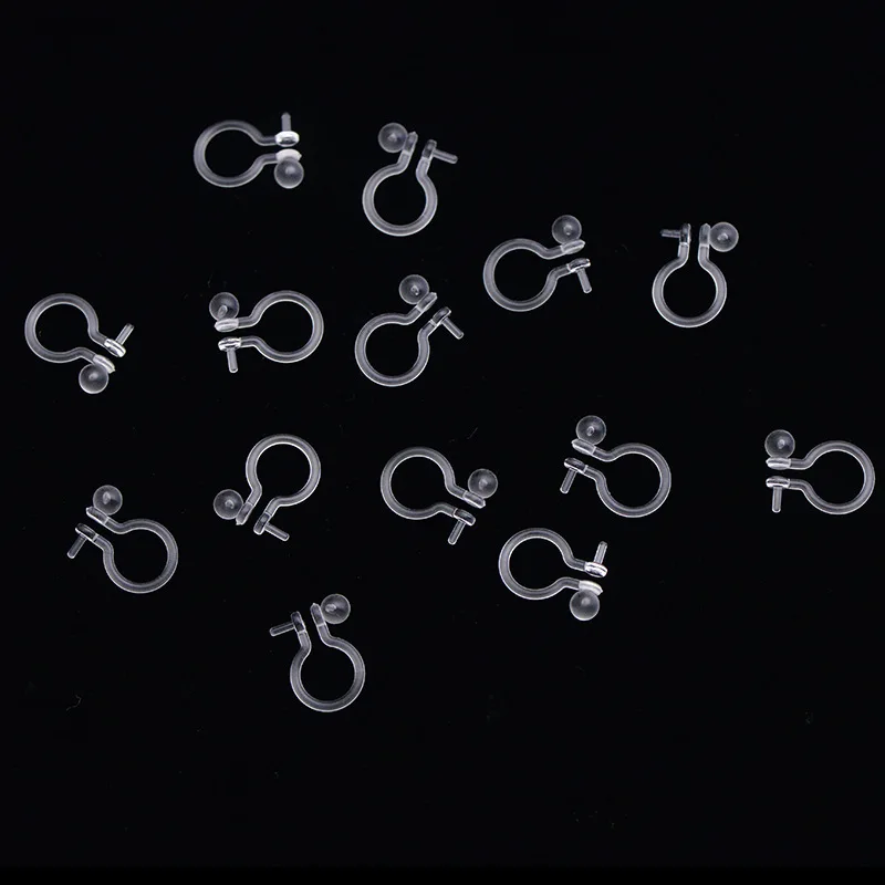 SEA MEW 100PCS Transparent Ear Clip For Jewelry Making Ear Plug Plastic Earrings Accessorie Base Setting DIY Jewelry Component Jewelry Findings