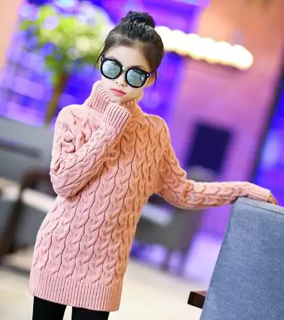 

Girls Sweaters Autumn Winter Girls Fashion Knitted Turtleneck For Girl Sweater Children's Clothing Sweater Kids Outerwear