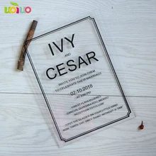 30 шт. Лазерная Выгравированная или распечатанная прозрачная акриловая Свадебная пригласительная карта на заказ акриловый лист