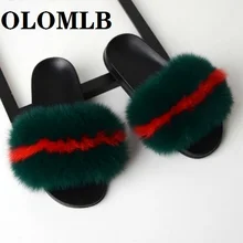Новинка; женские шлепанцы с лисьим мехом; женские шлепанцы с натуральным лисьим мехом; Домашние шлепанцы; повседневные пляжные сандалии; обувь из пушистого плюша