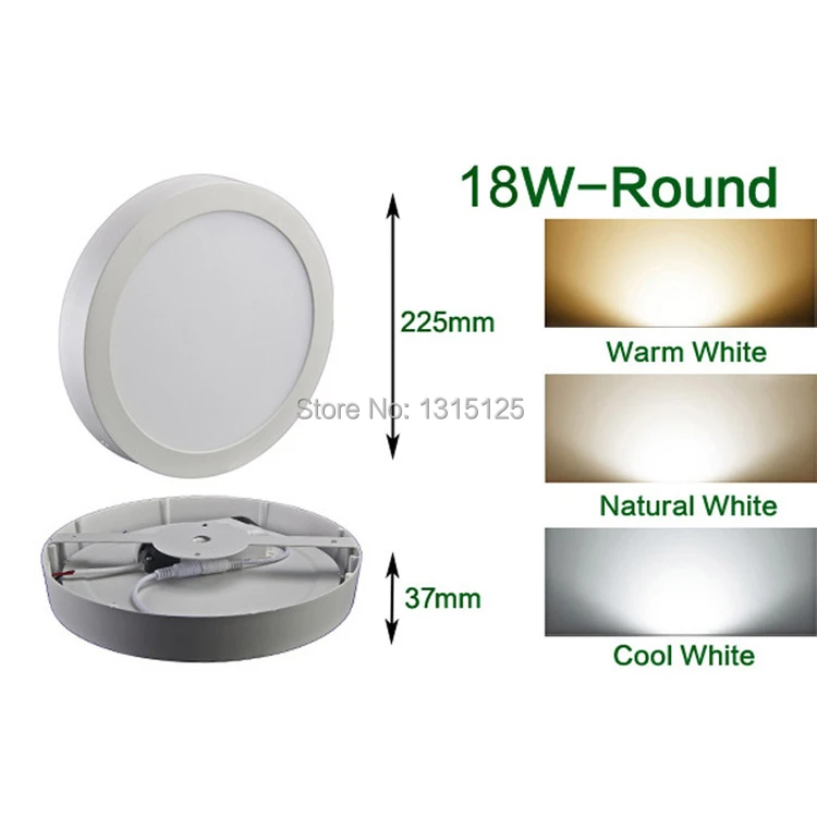 18W Surface Rounded LED Panel Ceiling Cool White Light Lighting 225*225mm UKED