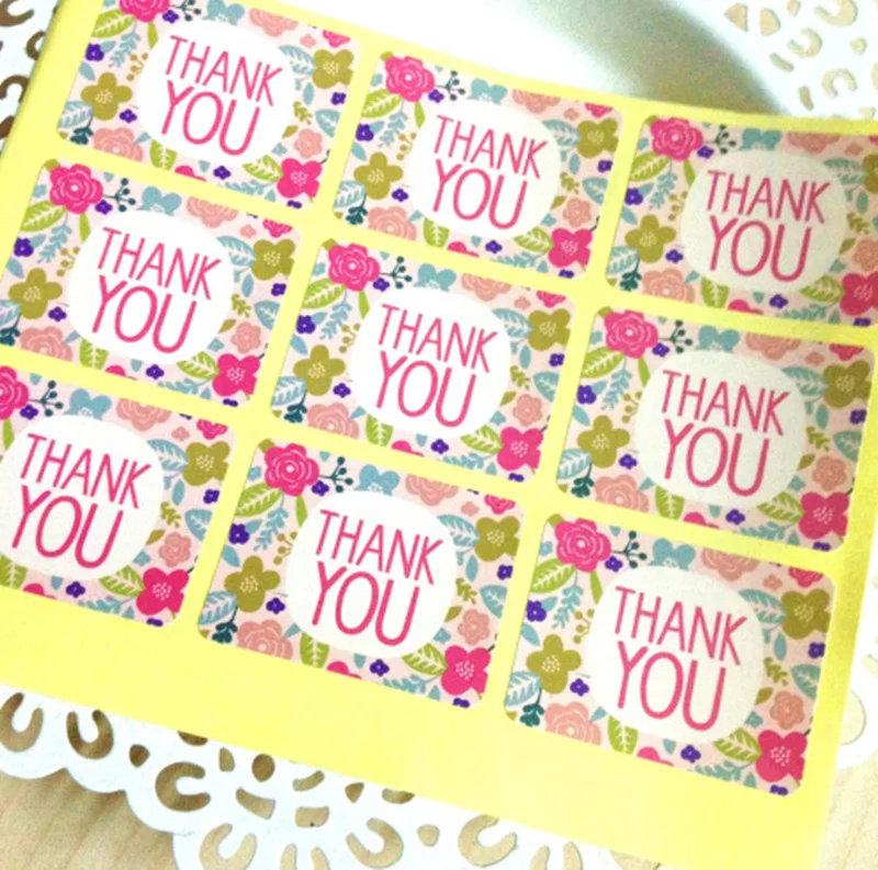 

Wholesale stickers fresh flowers THANKYOU thanks to the sealing paste DIY gift packaging decoration 180pcs
