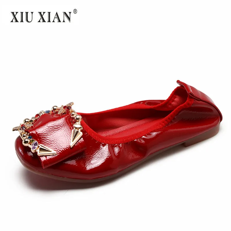 

2018 Summer Autumn New Fashion Women Lazy Shoes Super Soft Patent Leather Flexible Ballet Flats Comfortable Non Slip Mother Shoe