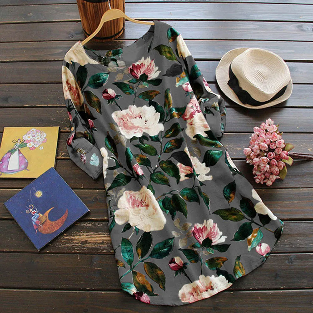 Summer O-Neck Plus Size Dress Long Sleeve Floral Print Mini Dress Party Dresses vestir robe vestido For Female robe feminine #15 Summer O-Neck Plus Size Dress Long Sleeve Floral Print Mini Dress Party Dresses vestir robe vestido For Female robe feminine #15