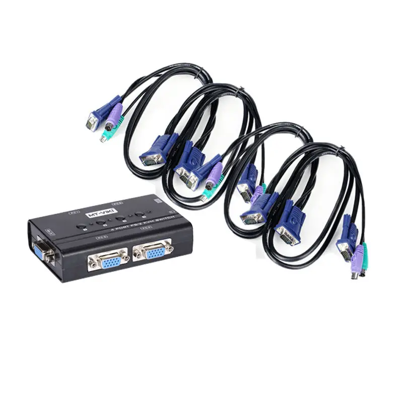 MT Viki 4 Port VGA KVM Switch PS/2 Mouse Keyboard Console