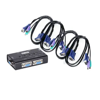 

MT-Viki 4 Port VGA KVM Switch PS/2 Mouse Keyboard Console Manual Button Press Select With Original Cable High Resolution 460SL