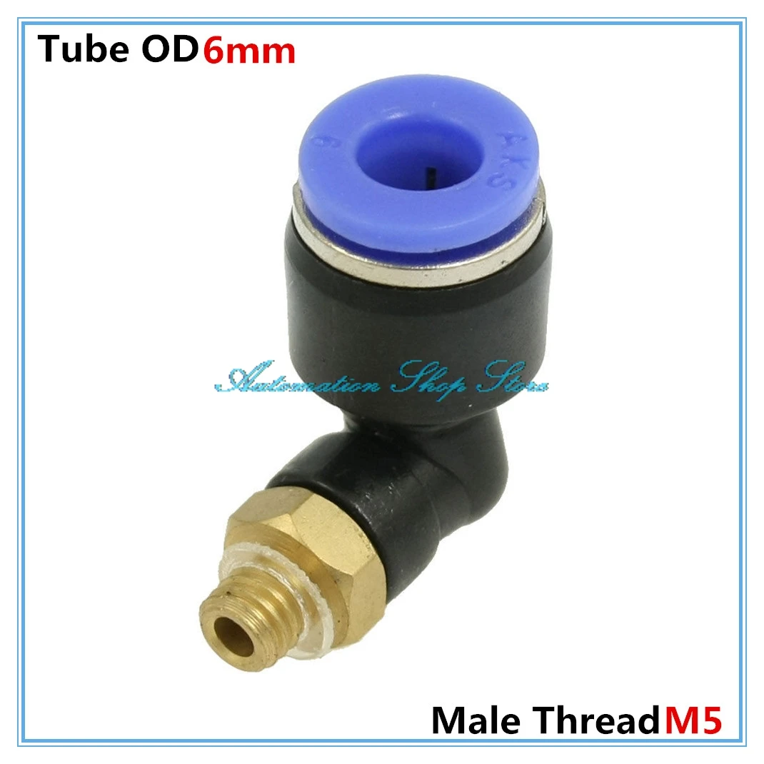 

6mm Hole tube x M5 male thread L Shape Push in Pneumatic Connectors Elbow Quick Fittings PL6-M5