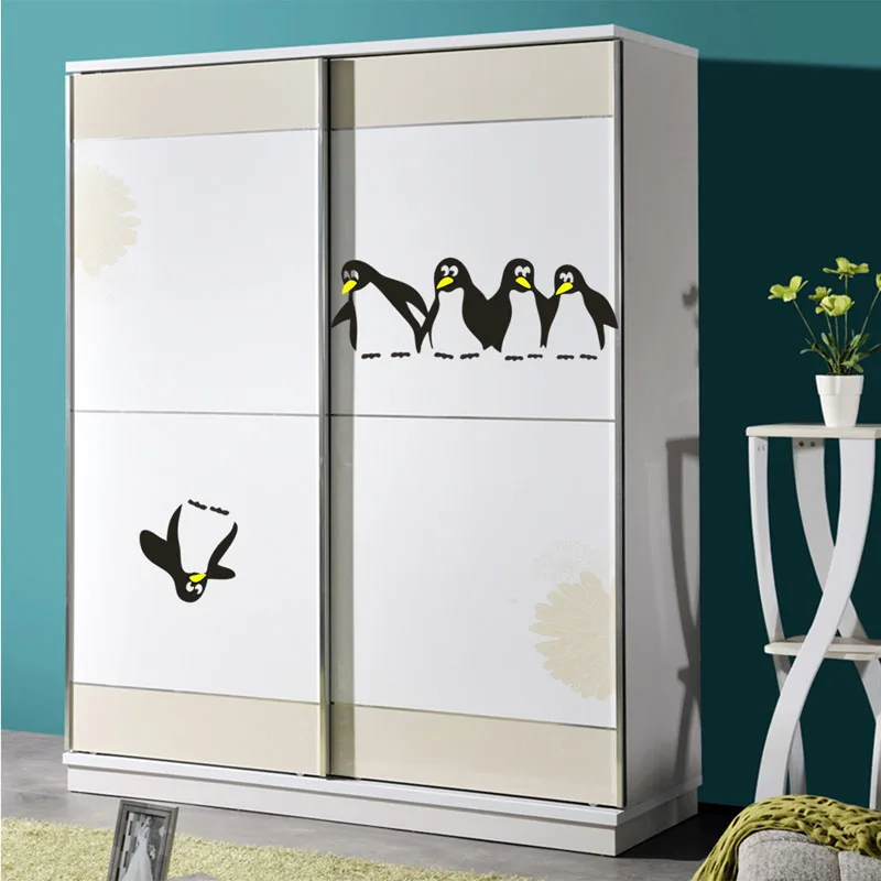 

New Penguin Refrigerator Sticker Fridge Decal Kitchen Vinyl Wall Stickers for Refrigerator Kitchen Bathroom Home Decoration 2019