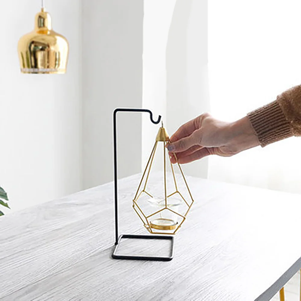 2019 Nordic Arte del Ferro Candeliere Artigianato Candelabri Portacandele di Vetro Bougie Del Basamento Della Decorazione Della Casa Romantico Appeso Glim Puntelli
