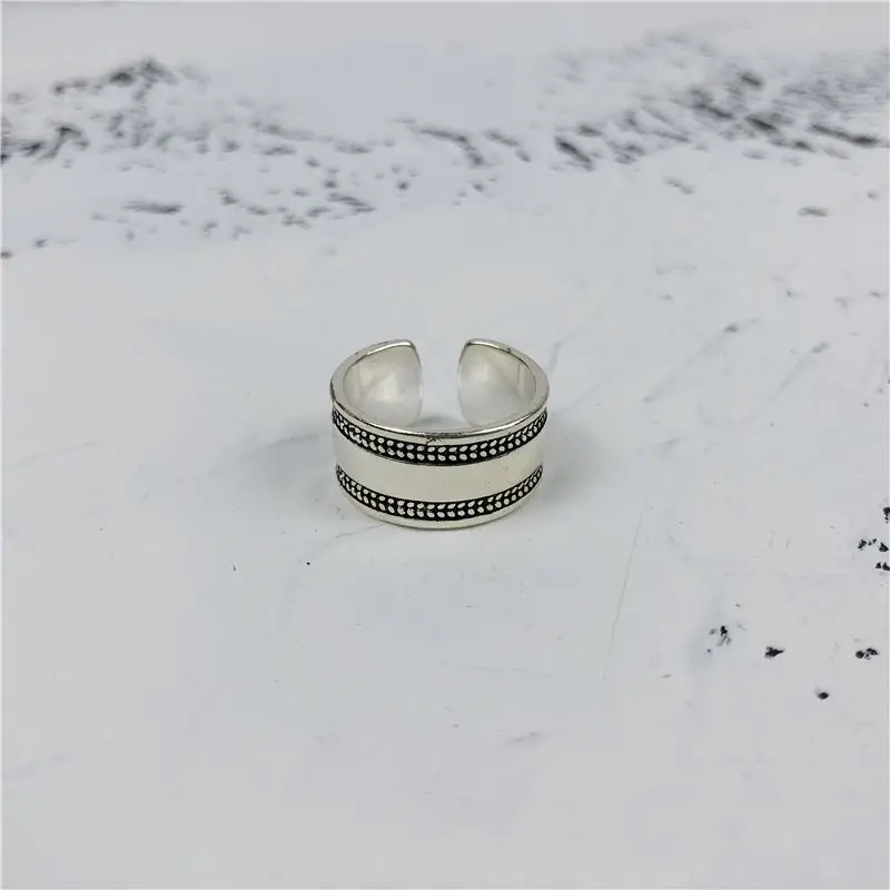 Bijoux Vintage 925 Sterling Silver Large Rings For Girl Ladies Adjustable Size Statement Ring Wedding Party Jewelry Anillos