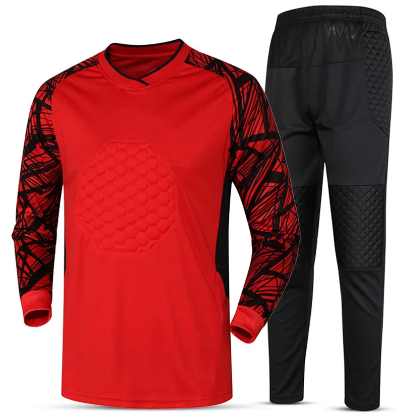 Дышащие быстросохнущие Мужские Тренировка футбола Джерси Вратарские трикотажные изделия Doorkeepers survete мужские футболки для футбола униформа брюки - Цвет: red jersey pant