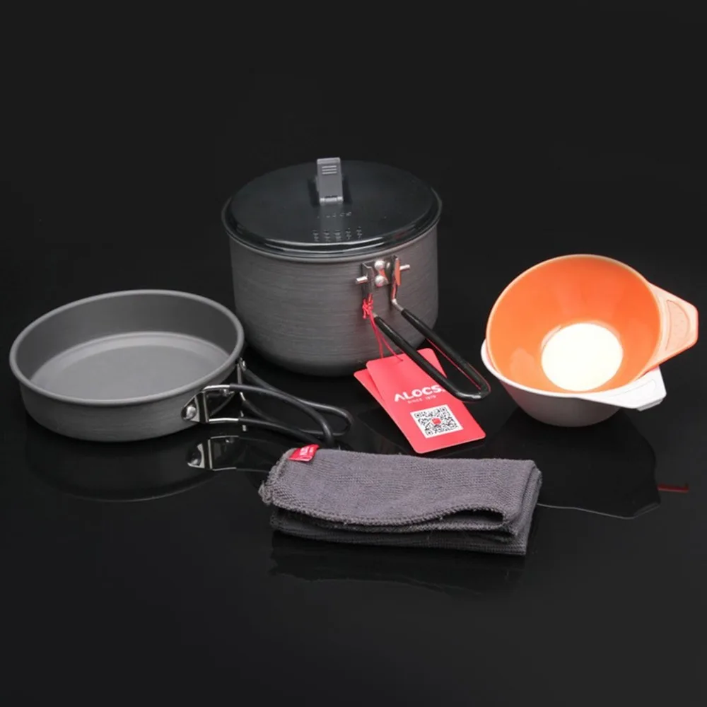 Alocs cw-c26 calentamiento rápido acampar al aire libre Utensilios de cocina camping pot tazón sartén set supervivencia al aire libre Herramientas para 1- 3 personas caliente