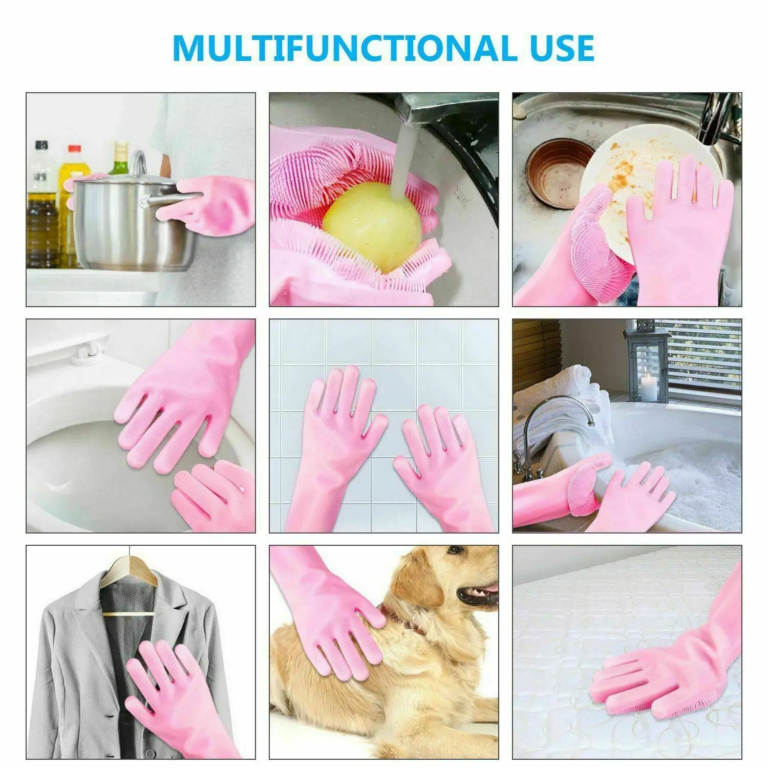 Многофункциональные перчатки для уборки, 5 цветов, силиконовые перчатки для мытья посуды, для дома, кухни, ванной, для чистки автомобиля, для домашних животных