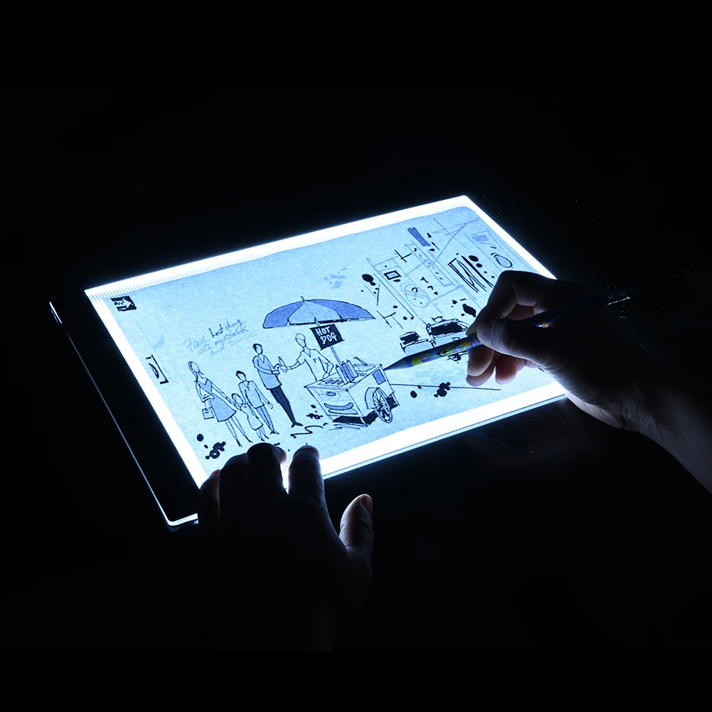 Чертежный копировальный щит светодиодный световой короб ультратонкий A4 качество практичное 4 мм анимация слежение при копировании Pad Доска без излучения