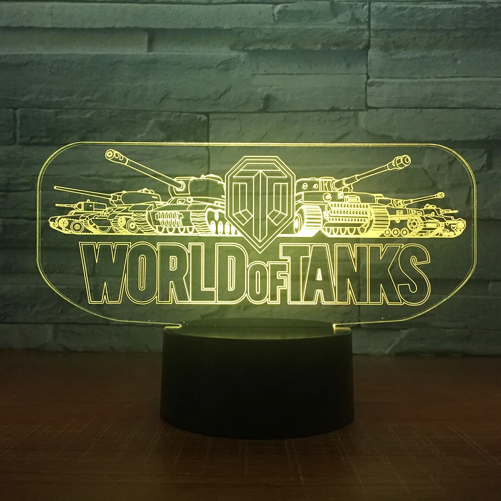 World Tank Car 3D ночник Иллюзия 3d светодиодный LED 7 цветов changingTouch настольная лампа для ребенка подарок на день рождения Прямая поставка