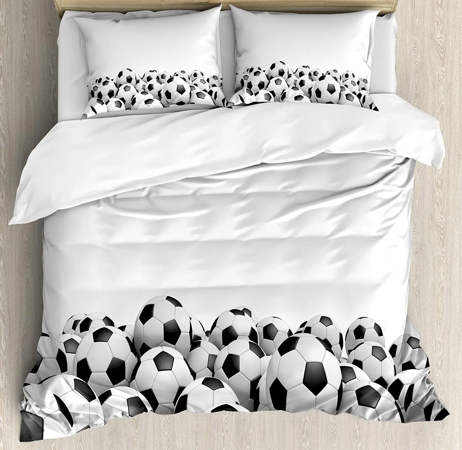 Sports Decor Duvet Cover Set Queen Size Soccer Ball Championship