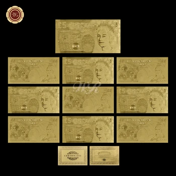 

WR Home Decor 5 Pound Gold Banknote 24k Pure Gold Fake Money Art Crafts Quality Currency Bill Note for Business Gifts