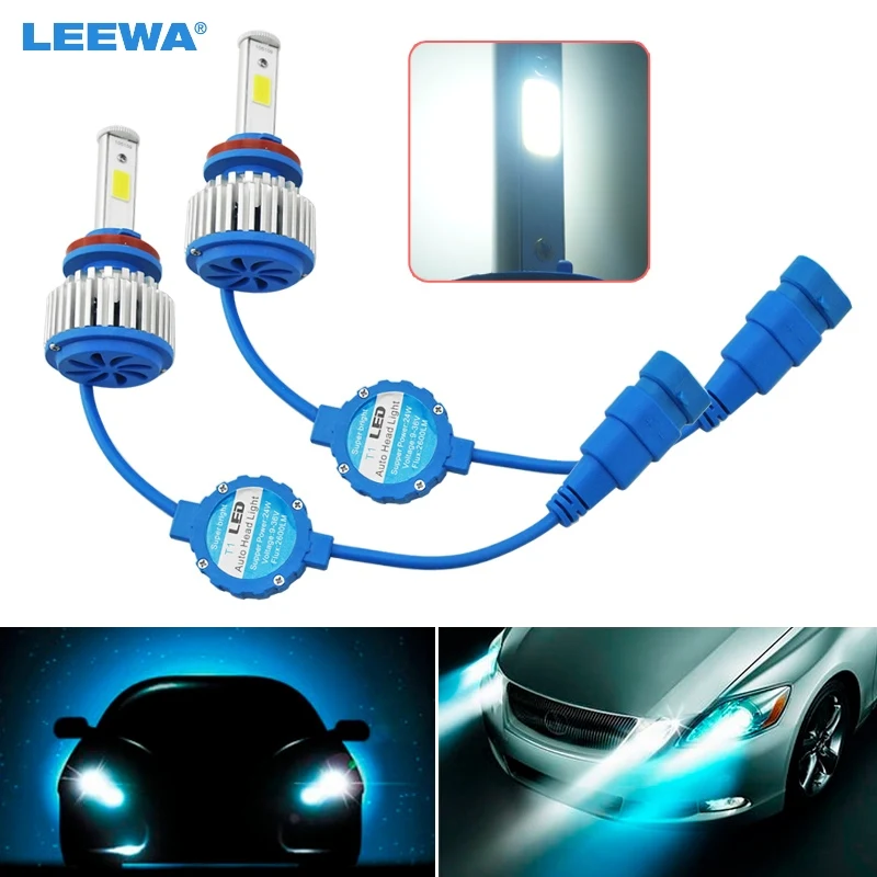 LEEWA 20 штук яркий H8/H9/H11 6000 K 48 Вт 5200LM Автомобильный светодиодный фары светодиодные чипы Противотуманные фары дневные фары лампочки свет с