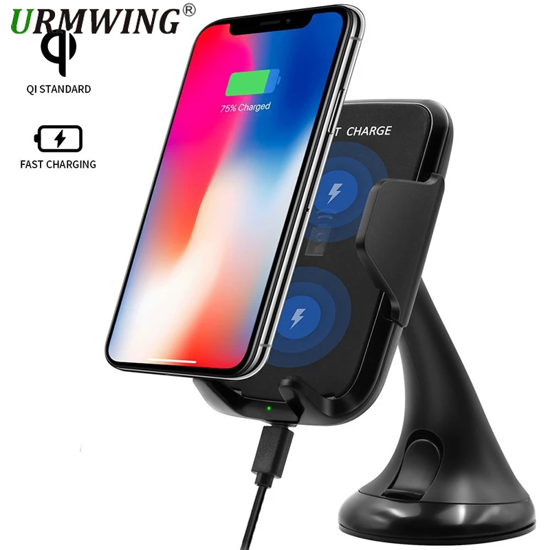 

Vertical Car Holder Adjustable Fast Qi Wireless Charger Car Vent Mount Holder Stand for iPhone 8 X Samsung Galaxy S6 S7 S8 Plus