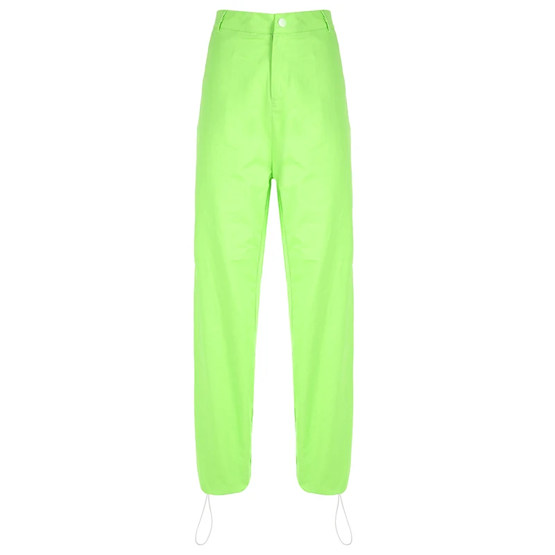 Darlingaga, флуоресцентные зеленые спортивные штаны в стиле хип-хоп, одноцветные повседневные свободные штаны для бега, женская уличная одежда, женские штаны, брюки с нижней частью