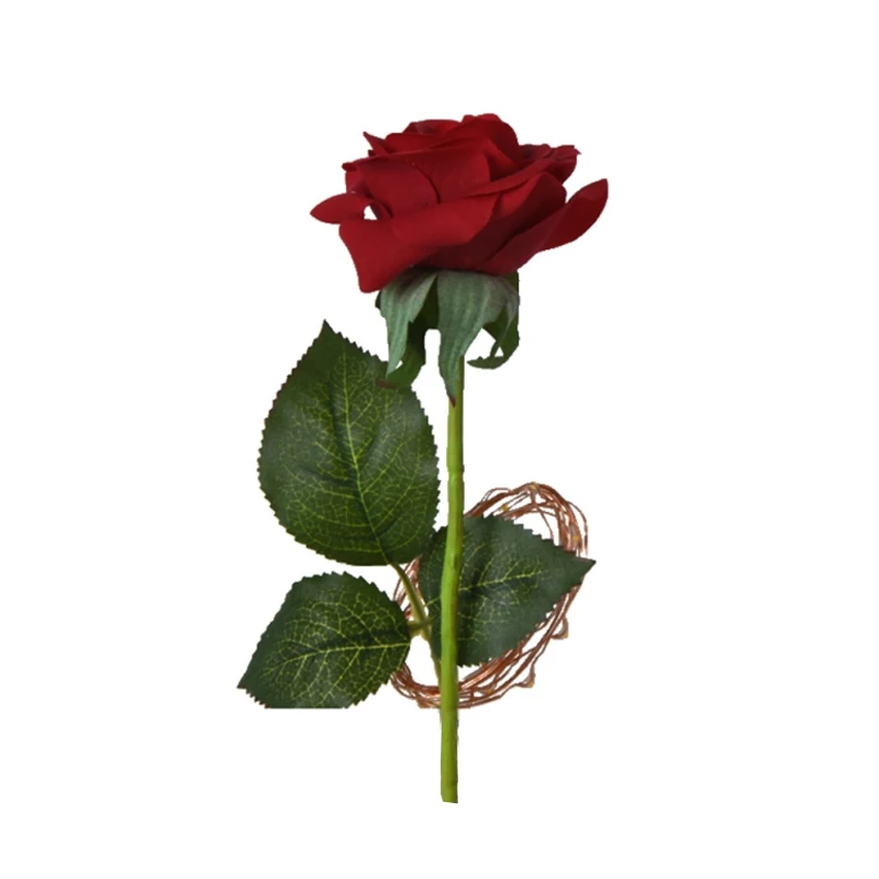Красивый зверь, Красный искусственный цветок, роза, светодиодный светильник, стеклянный купол, креативные подарки на день рождения, День матери, украшение дома - Цвет: only rose