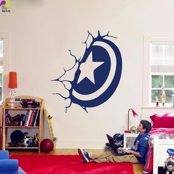 

Captain America Shield super hero Wall Sticker Baby Nursery Kids Room Comics Hero Wall Decal Bedroom Vinyl Home Decor Art Mural